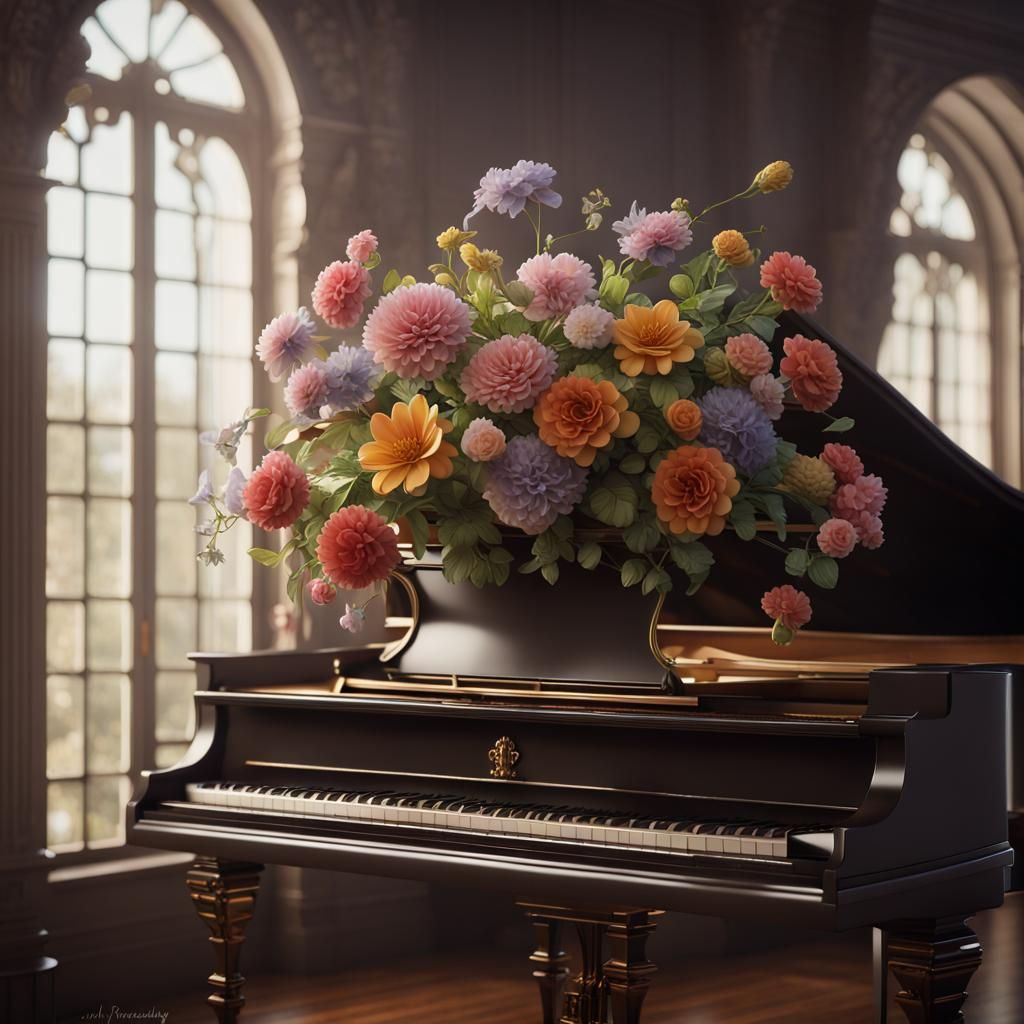 Still Life: Flowers Remember Piano's Song