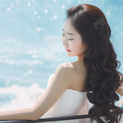 Asian Model Portrait with Curly Hair in 8K