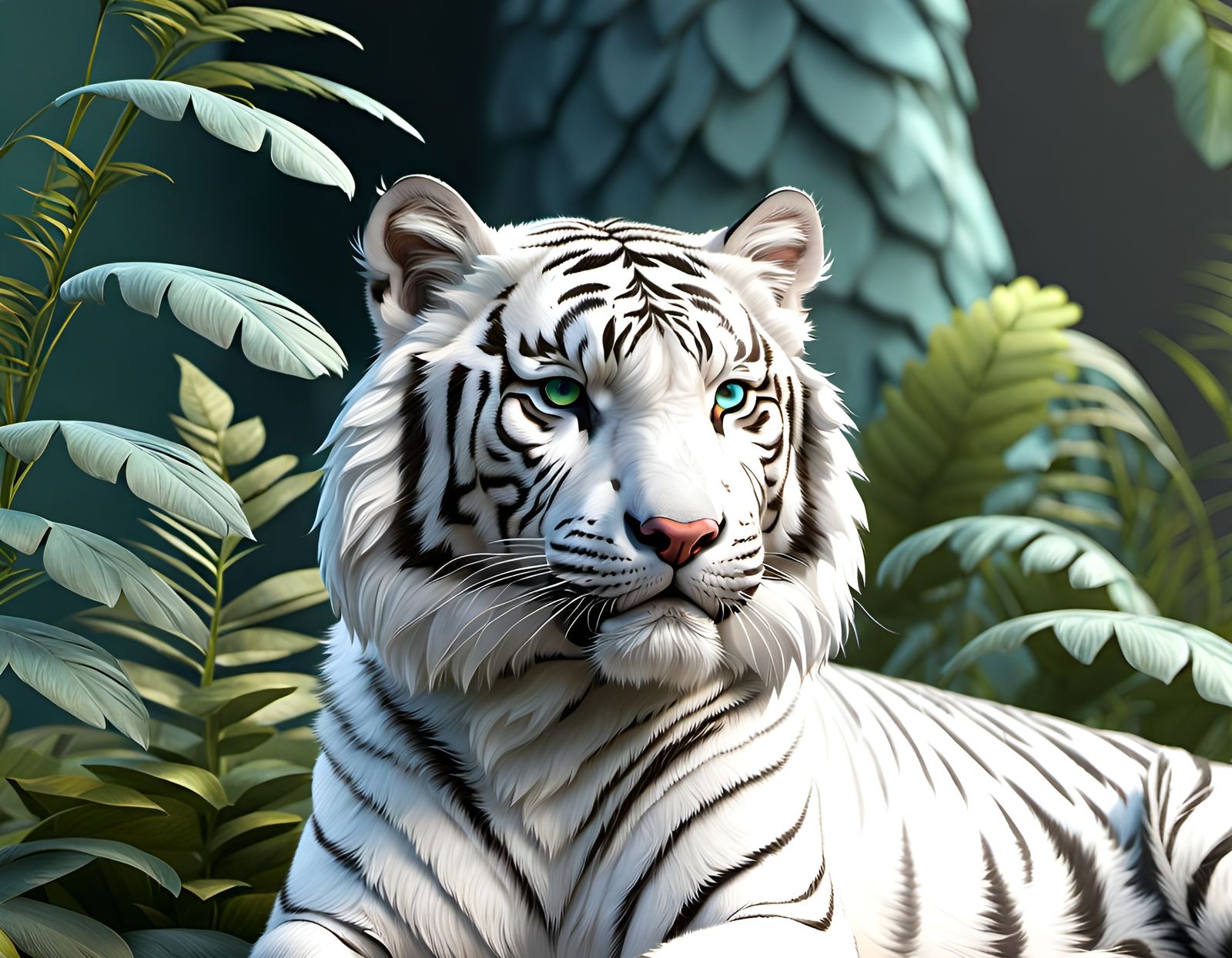 Fluffy White Tiger in Ultra HD