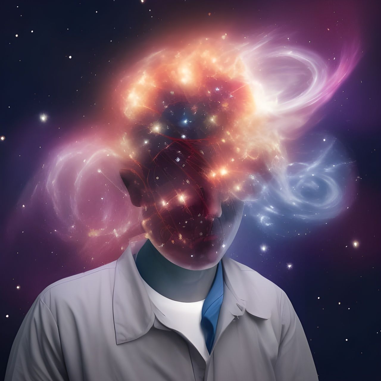 Surreal Mad Scientist Galaxy Brain Portrait