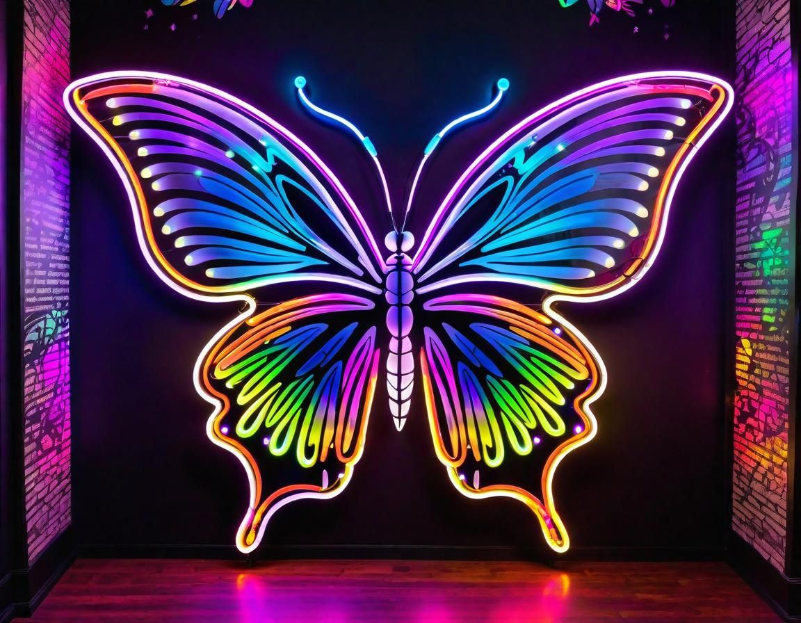 Majestic Neon Marble Butterfly with Fairy Wings