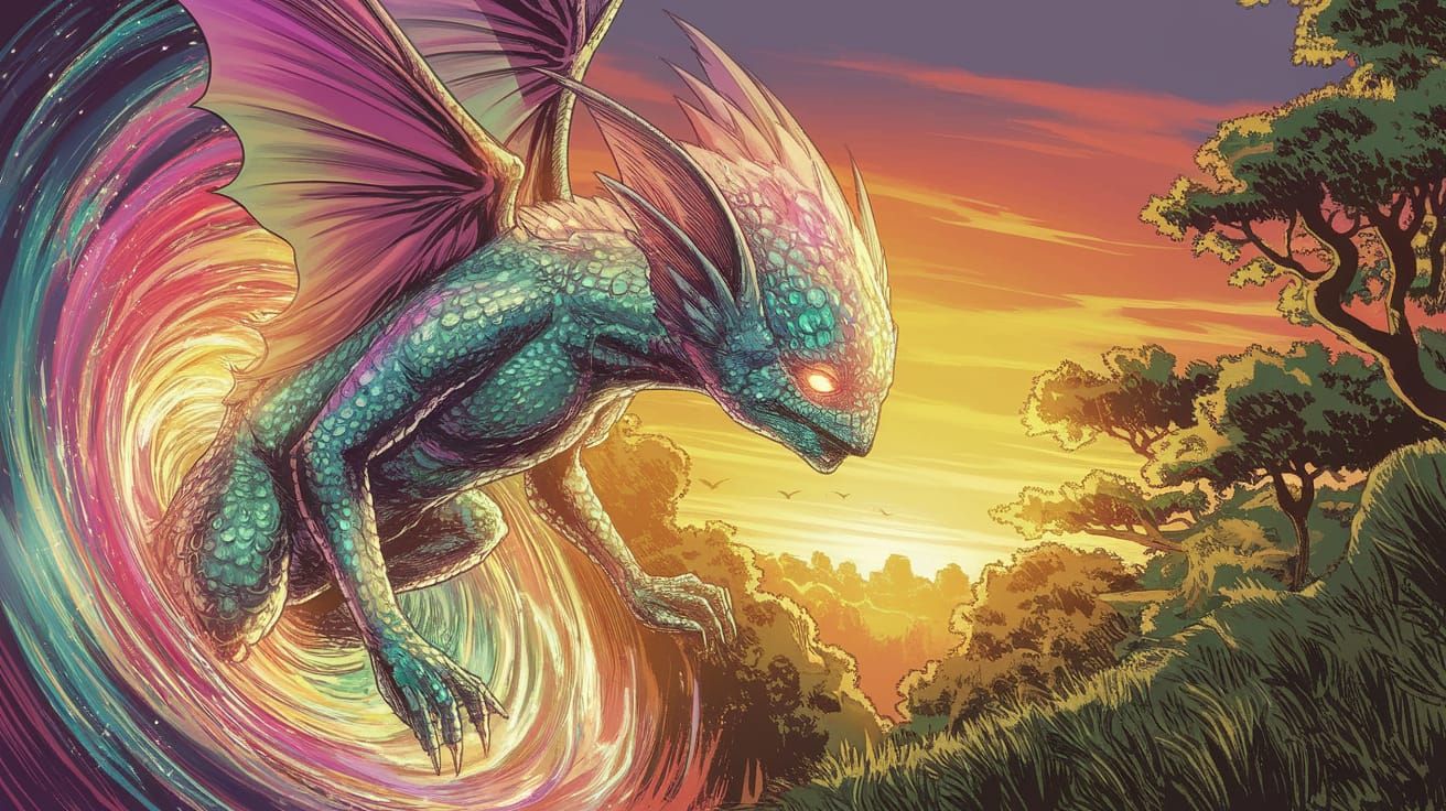 Comic Book-Inspired Creature Emerges from Vibrant Vortex