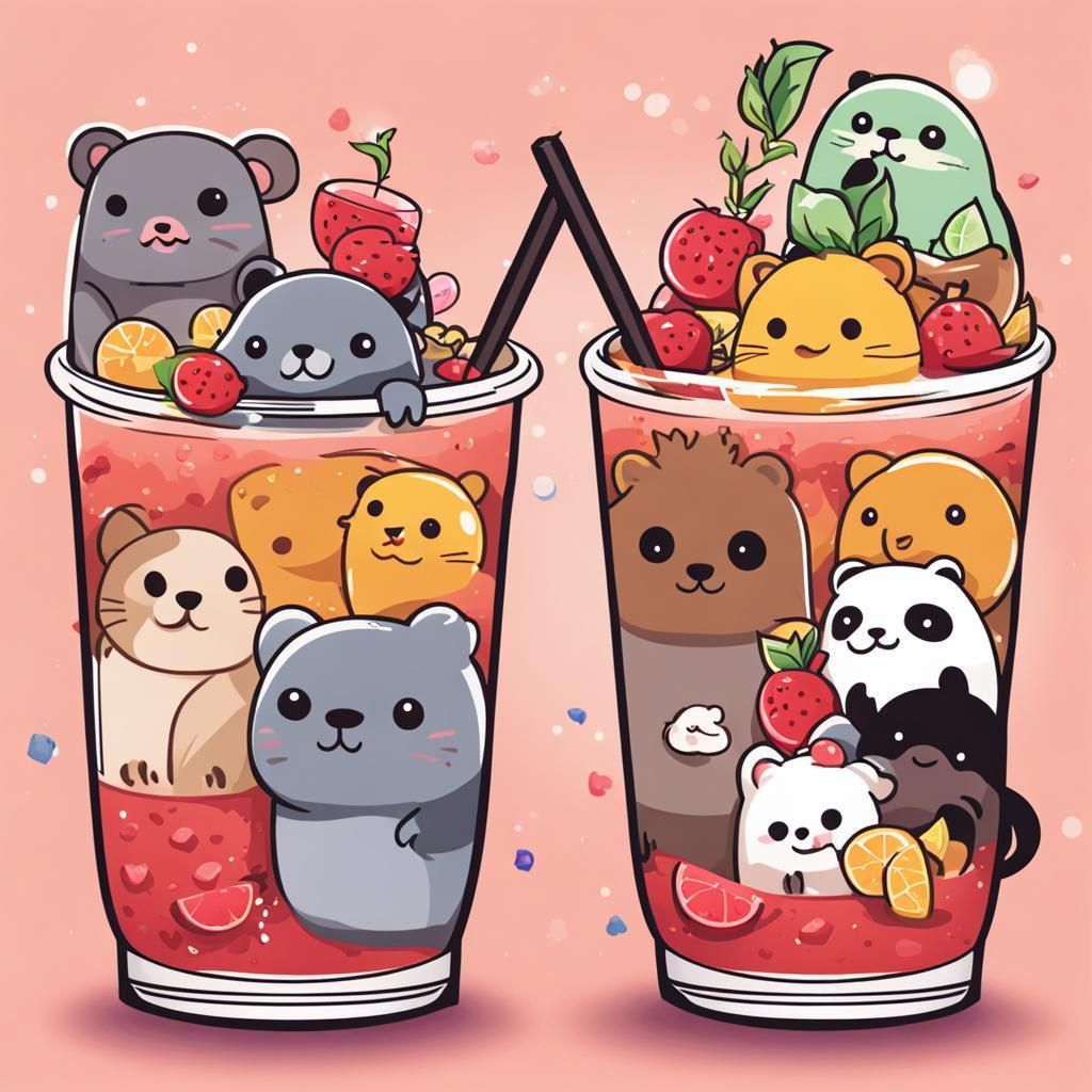 Animals Sipping Boba Tea: A Whimsical Concept