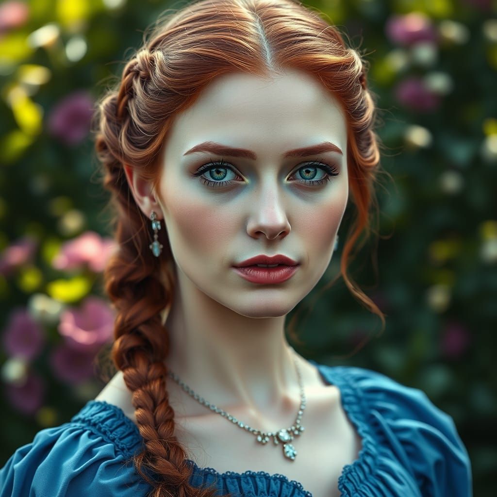 Elegant Victorian Woman in a Lush Garden