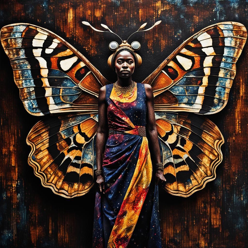 Abstract Expressionist Portrait: Woman as Emperor Moth