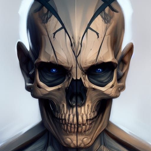 Half Skeleton Man Portrait in Digital Art Style