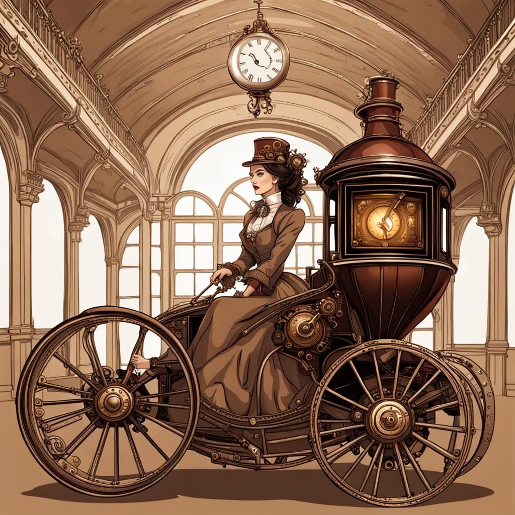 Steampunk Carriage Ride: A Woman's Journey