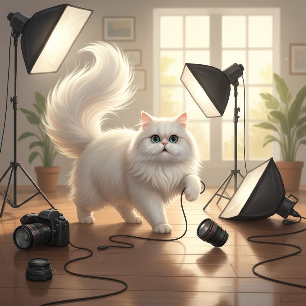 Fluffy Persian Cat Chaos at Photoshoot