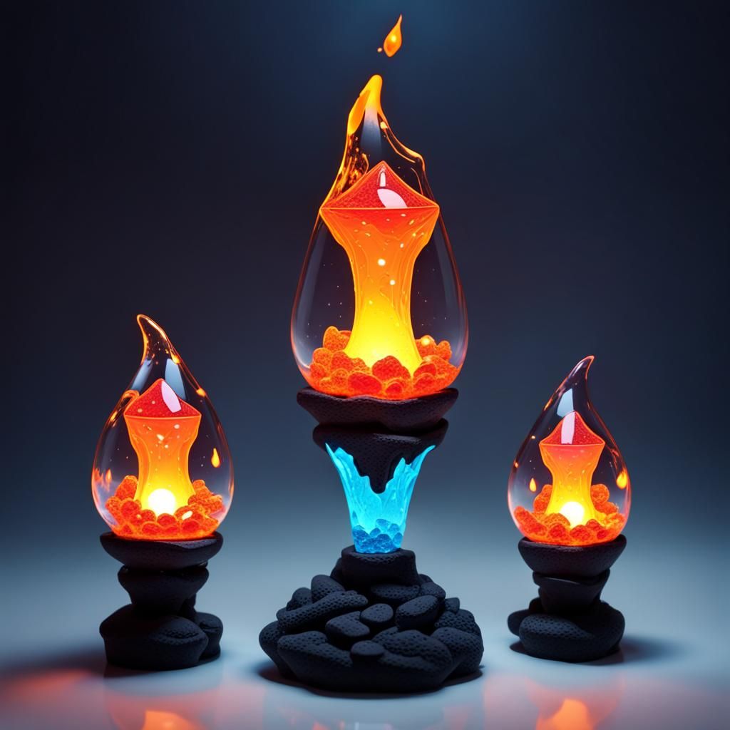 Chibi Crystal Lava Lamp with Flowing Lava