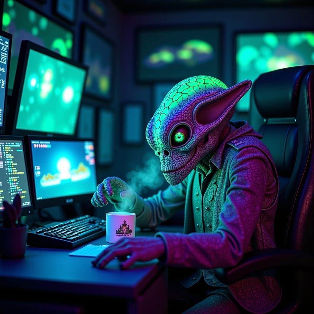 Bioluminescent Alien General on Sci-Fi Planet