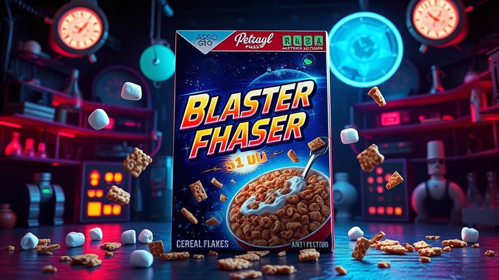 Blaster Phaser Cereal Box: Dark Fantasy 3D Render