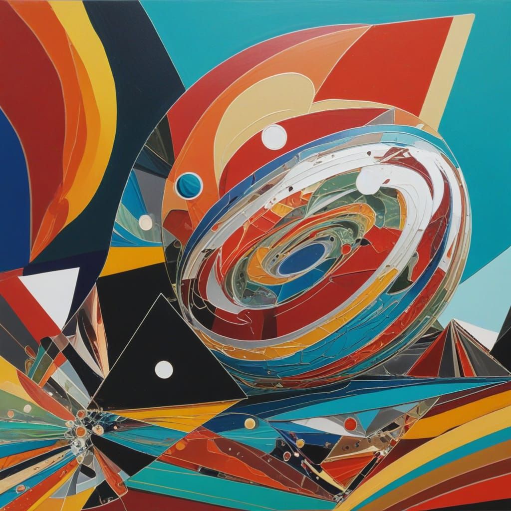 Abstract Pinball Machine as Fractal Oil Painting