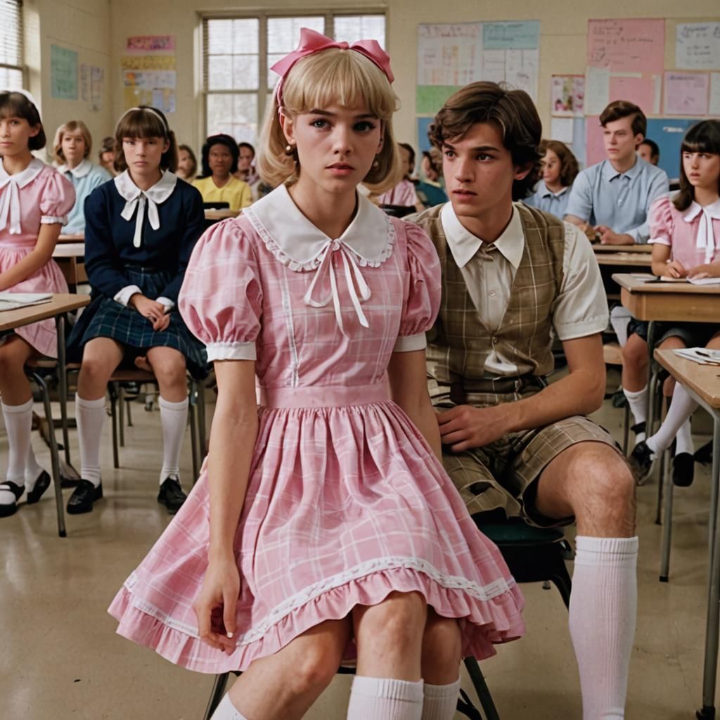 Crossdressing Boy in Classroom, Film-Inspired Aesthetic