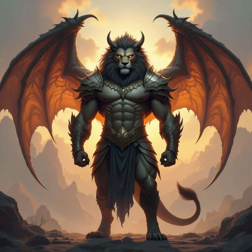 Majestic Dragon-Lion-Human Hybrid Creature