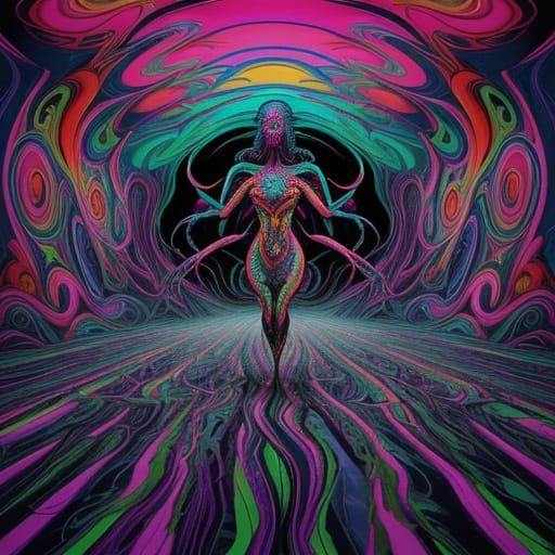 Surreal Dream Figure Screaming in Warped Room