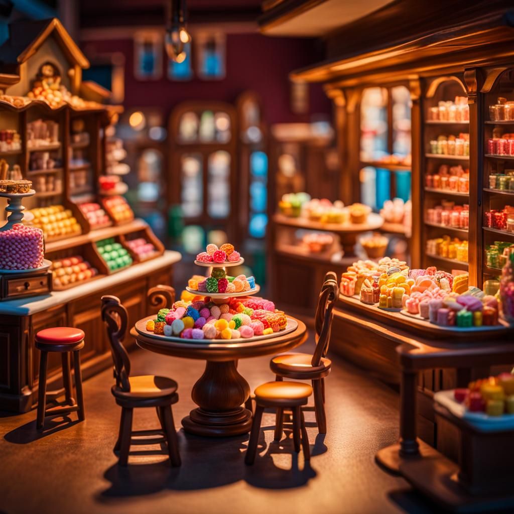 Isometric Miniature Candy Shop Still Life