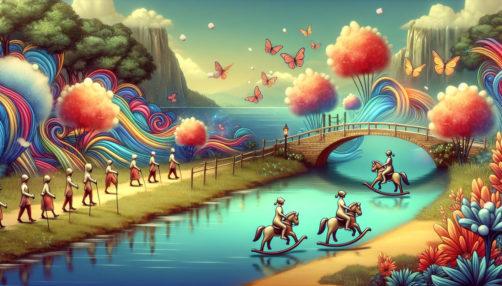 Rocking Horse People Enjoying Marshmallow Pies