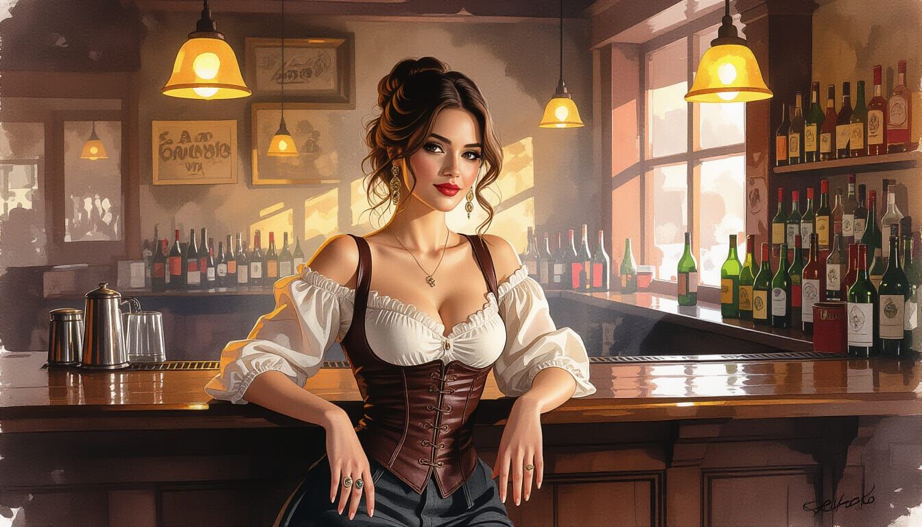 Old West Saloon Woman Portrait in Rembrandt Style