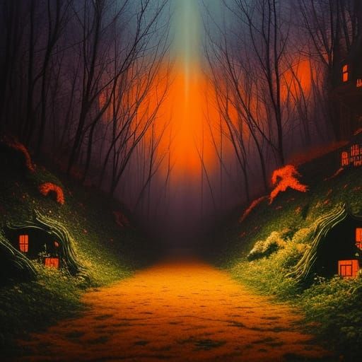 Creepy Halloween Forest in Neovictorian Spraypaint