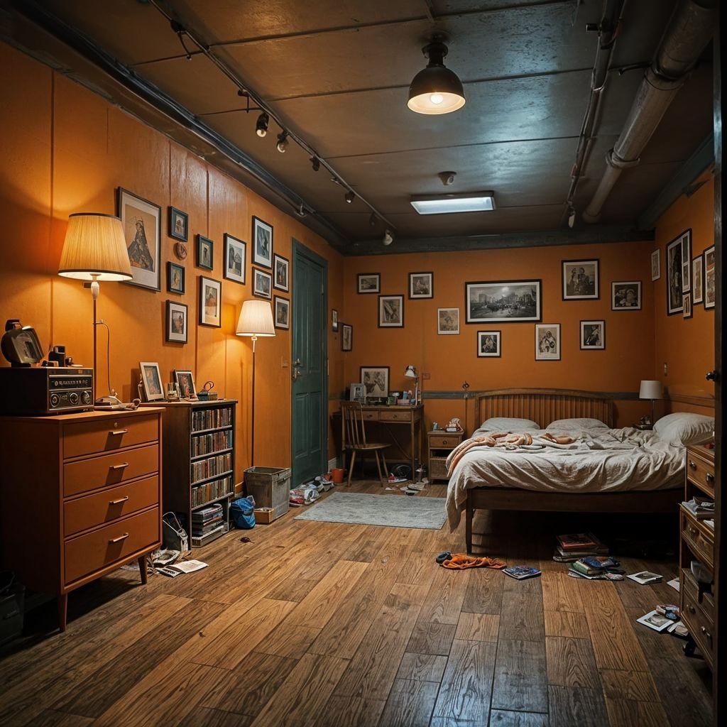 Ornate Basement Bedroom in Wes Anderson Style