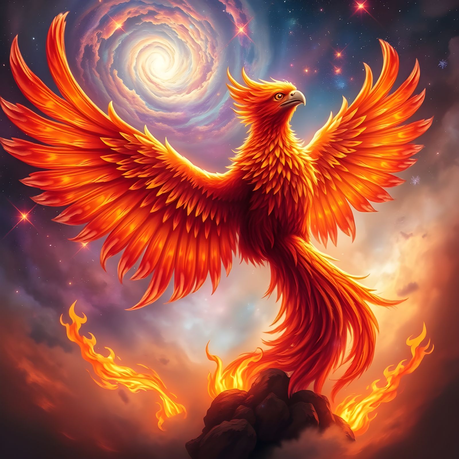 Phoenix Rises from Cosmic Flames in Celestial Galaxy