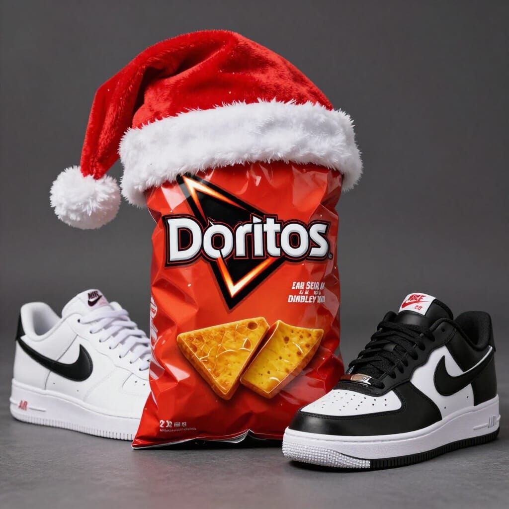 Doritos Bag with Nike Kicks and Santa Hat