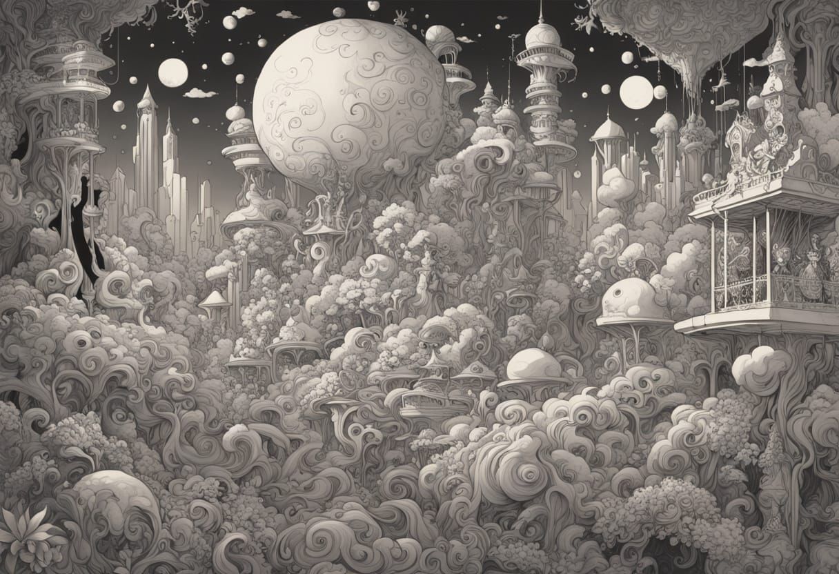 Whimsical Chibi Demon in Psychedelic Manga Style