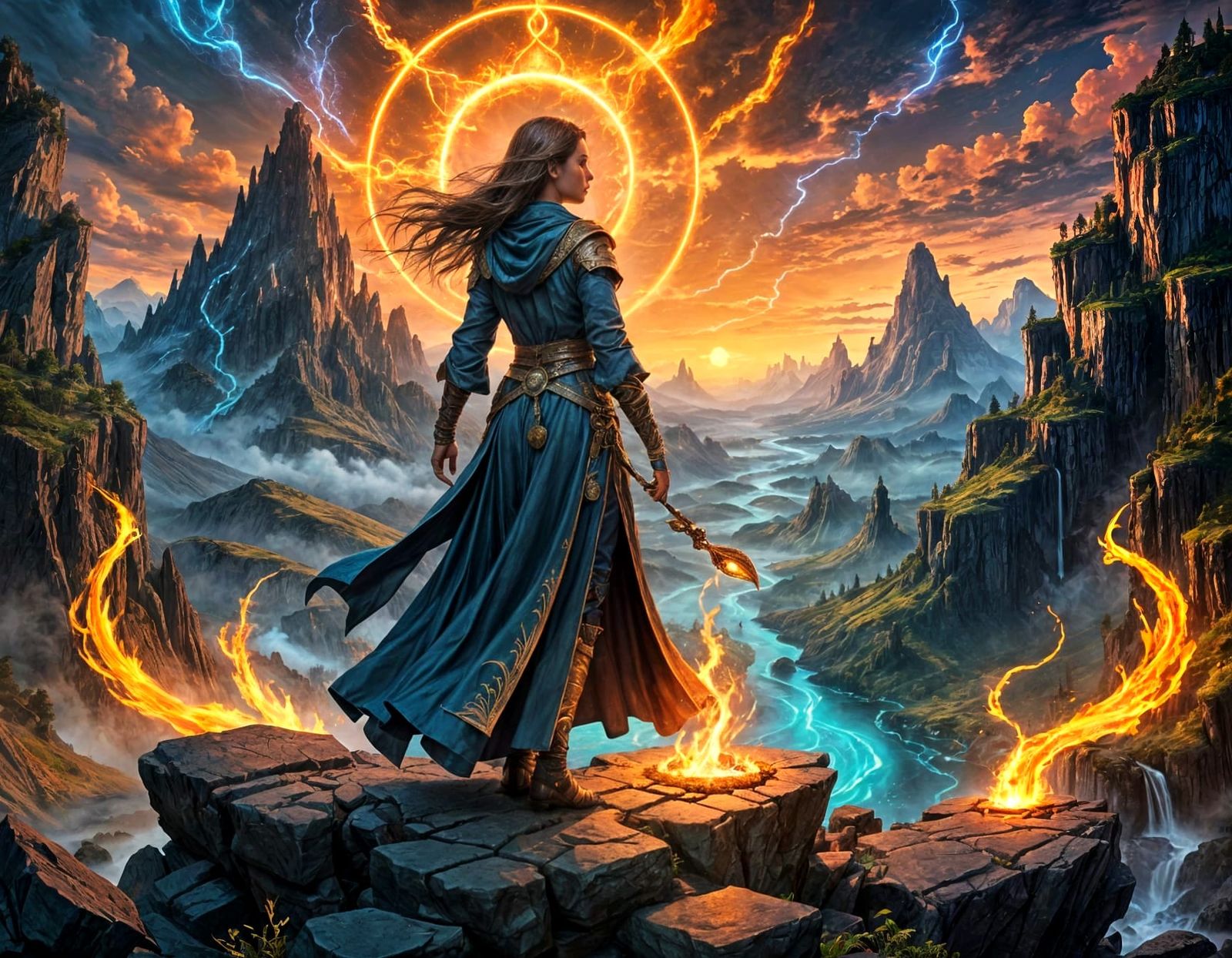 Ethereal Sorceress Unleashes Elemental Forces in Vibrant Fan...