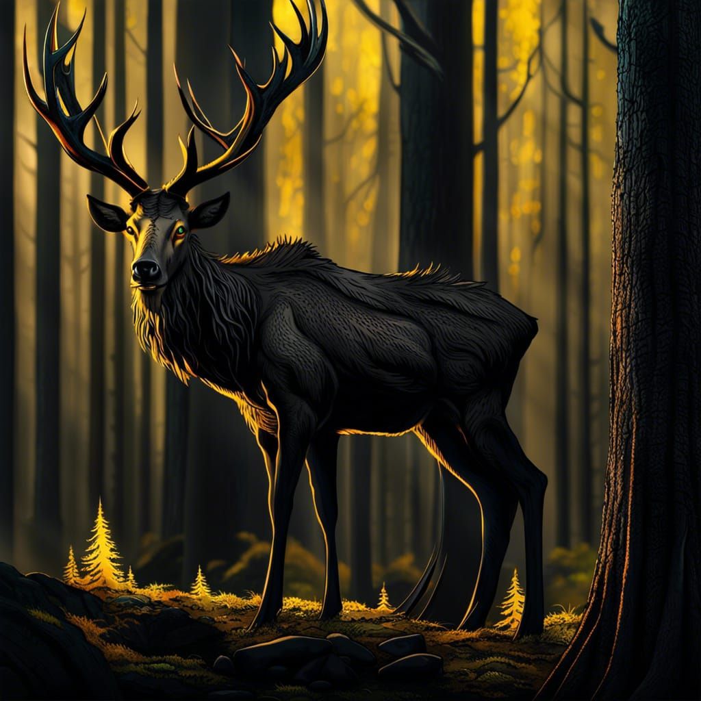 Majestic Norse Jötunn in Dark Forest