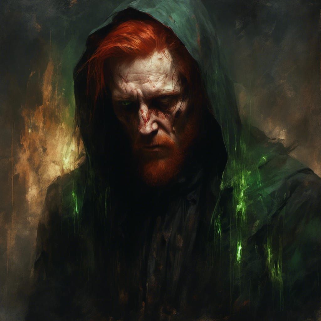 Intense Portrait of a Macabre Red-Haired Reverend