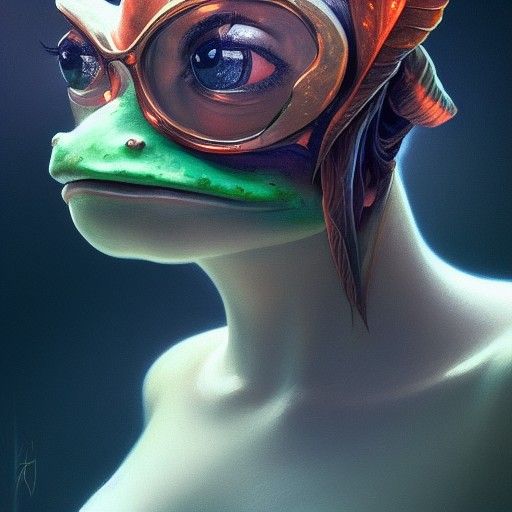 Detailed Frog Lady Portrait in Artgerm Style