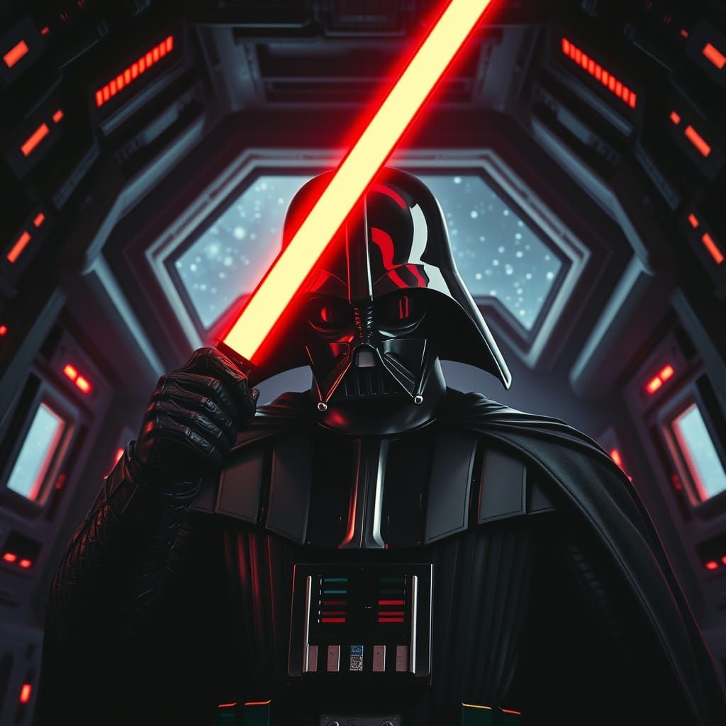 Cyberpunk Darth Vader Portrait in Moody, Gritty Realism