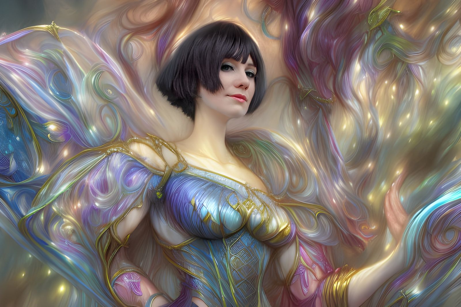 Sensual Portrait with Dynamic Lighting, Digital Art