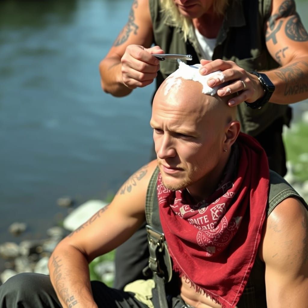 Outlaw Bikers in Intimate River Setting