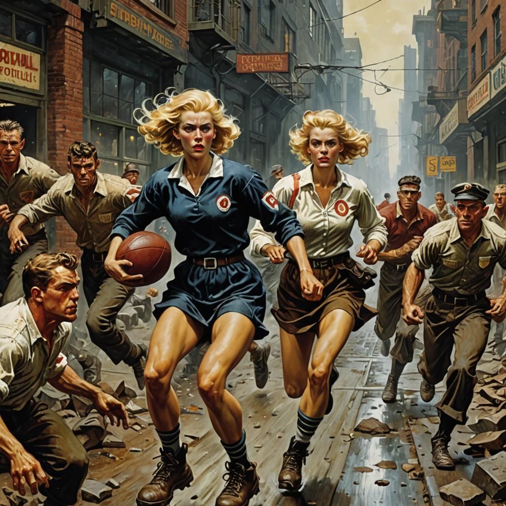 Dystopian Football Player: Comic Art Style