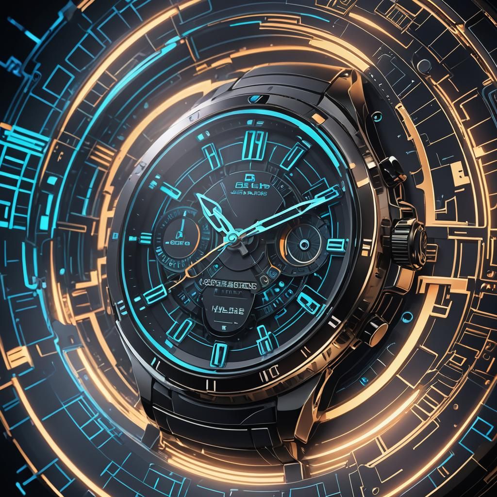 Sleek High-Tech Watch with Glowing Neon Accents
