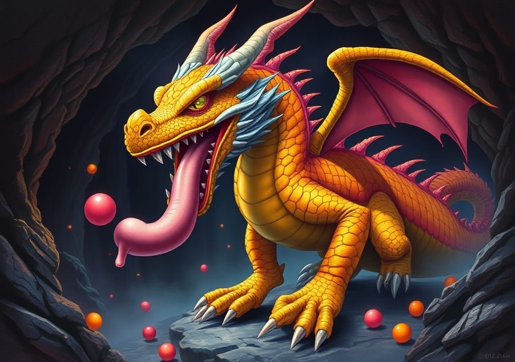 Pac-Man Dragon in Fantasy Art Style
