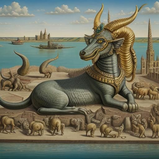 Babylonian Mushussu Resting by Tigris River