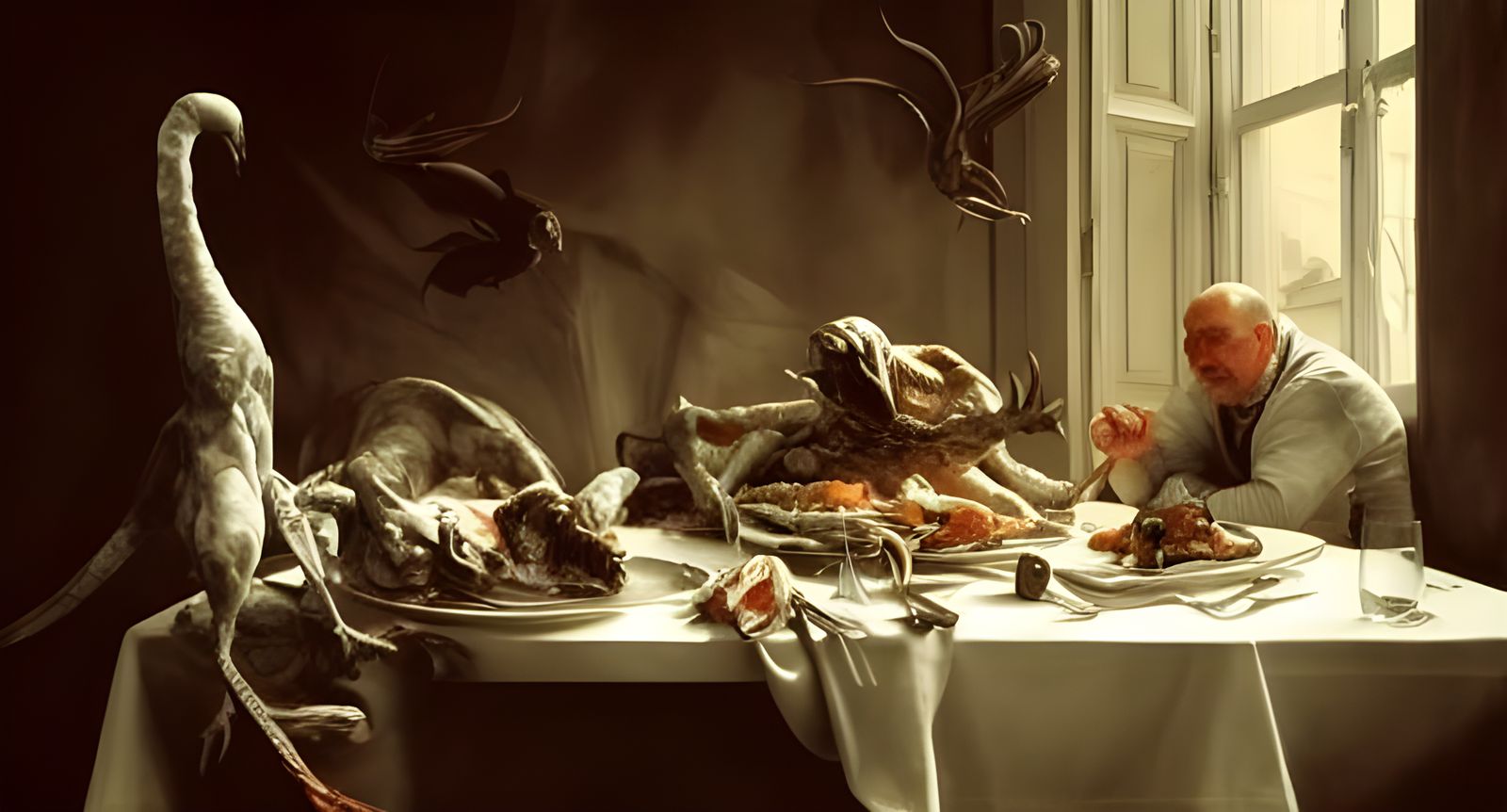 Hyperrealistic Waiter in Ornate Renaissance Style