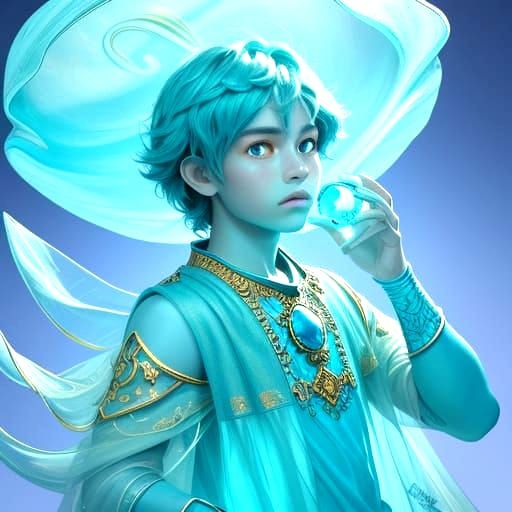 Turquoise Glass Toy Boy: Minimalist Art