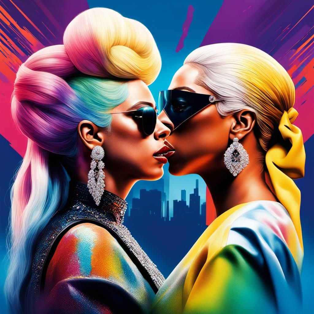 Beyonce and Lady Gaga Hyperrealistic Album Cover