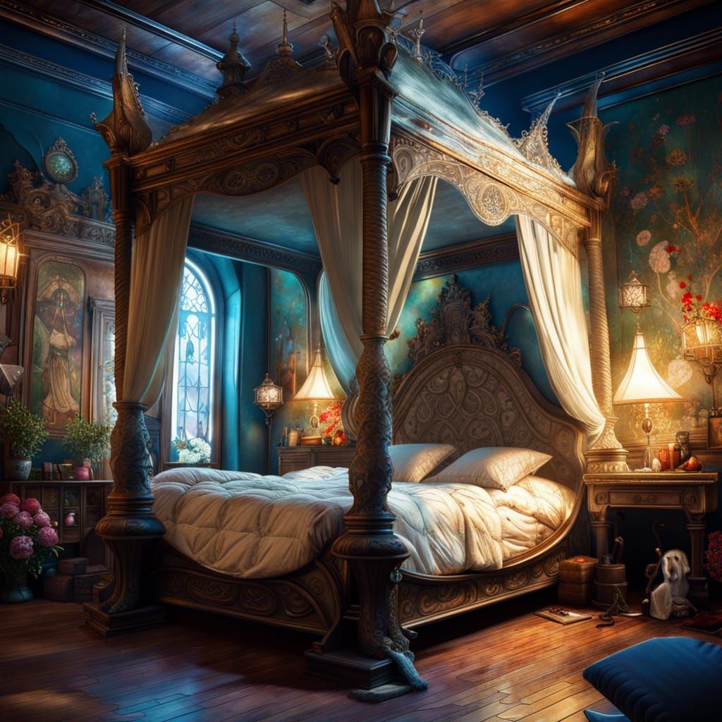 Fairytale Princess Bedroom in Fantasycore Artwork Style