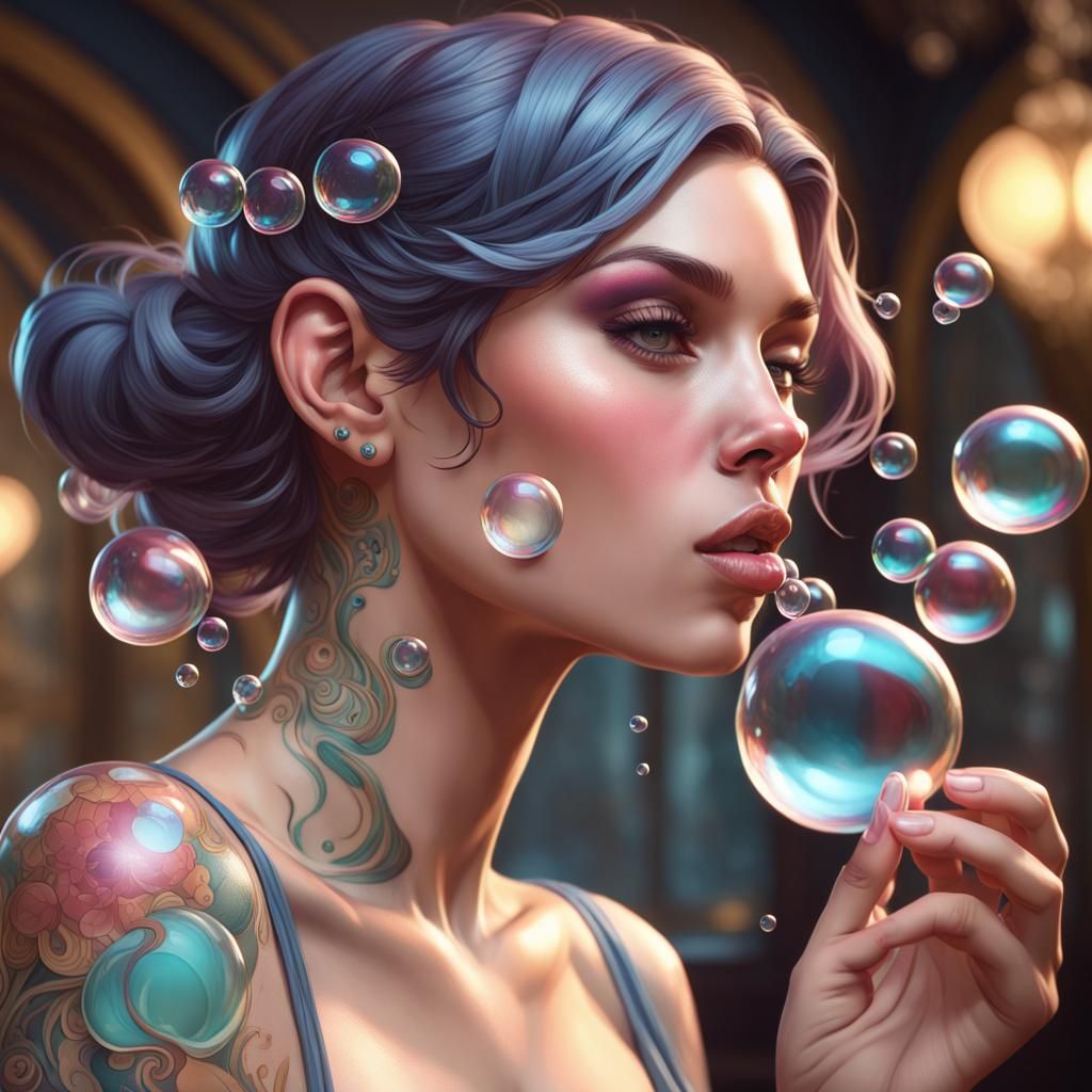 A tattoo girl & bubbles