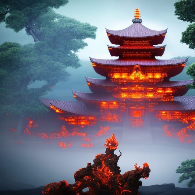 Lava Temple: A Hyperrealistic Fantasy Scene