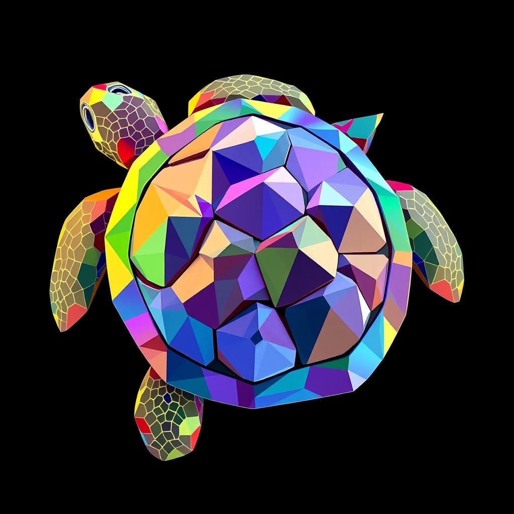 Vibrant Neo-Cubist Turtle Masterpiece