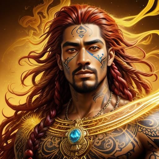 Maori Man Portrait in Graffiti Street Art Style