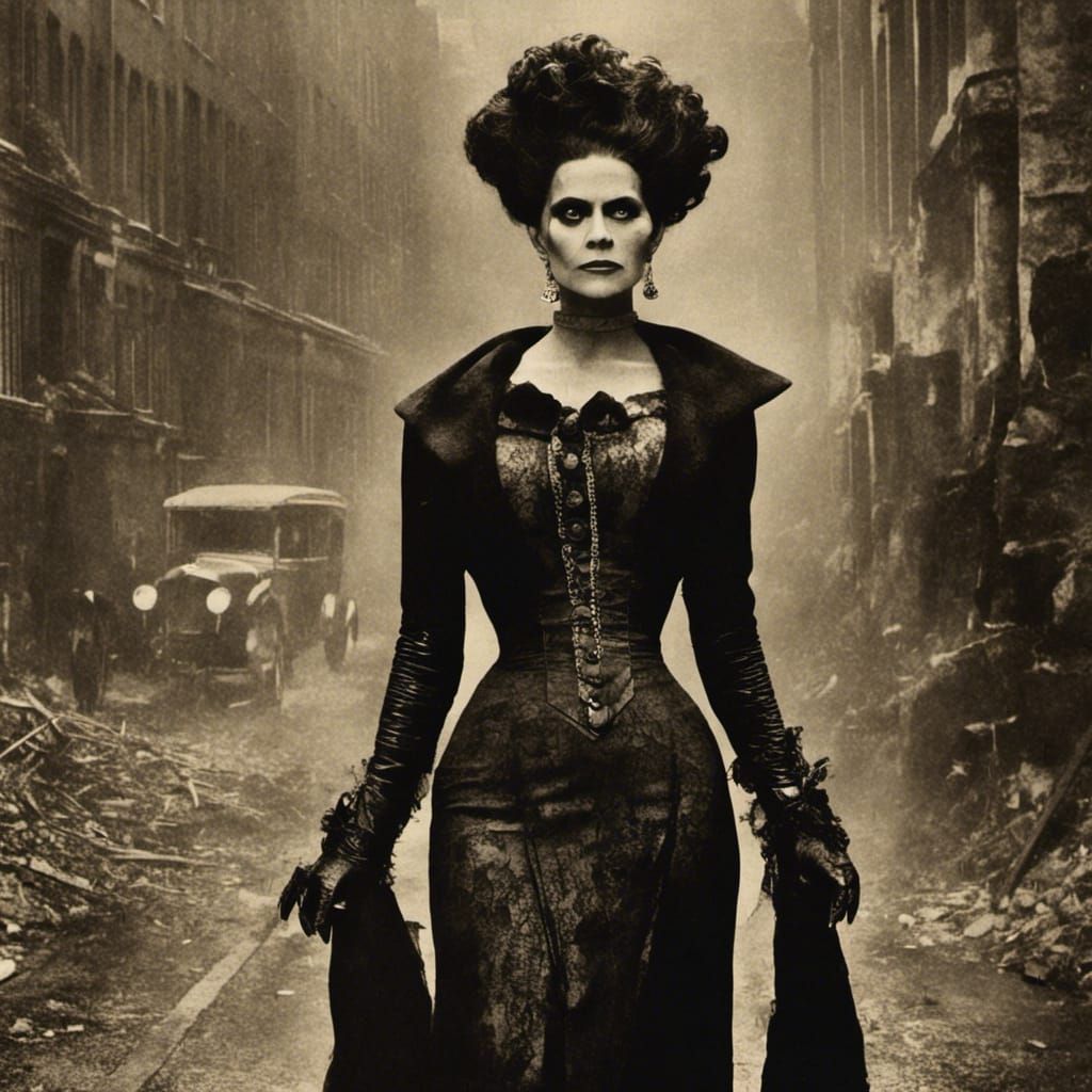 Bride of Frankenstein Halloween Poster in Mignola Style