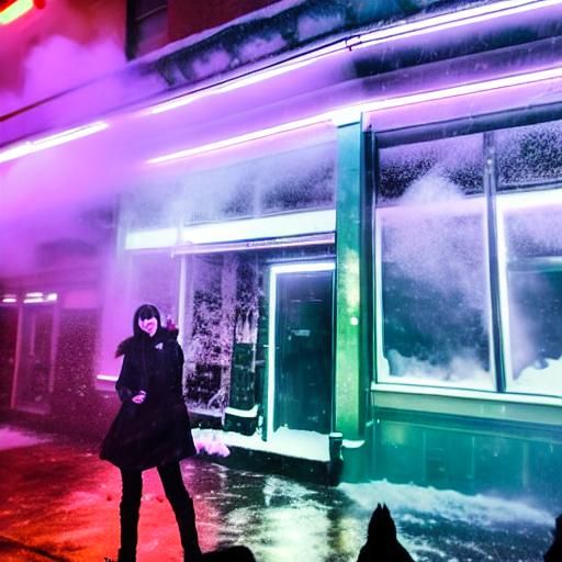 Goth Model in Burning Blizzard: High Contrast Photography