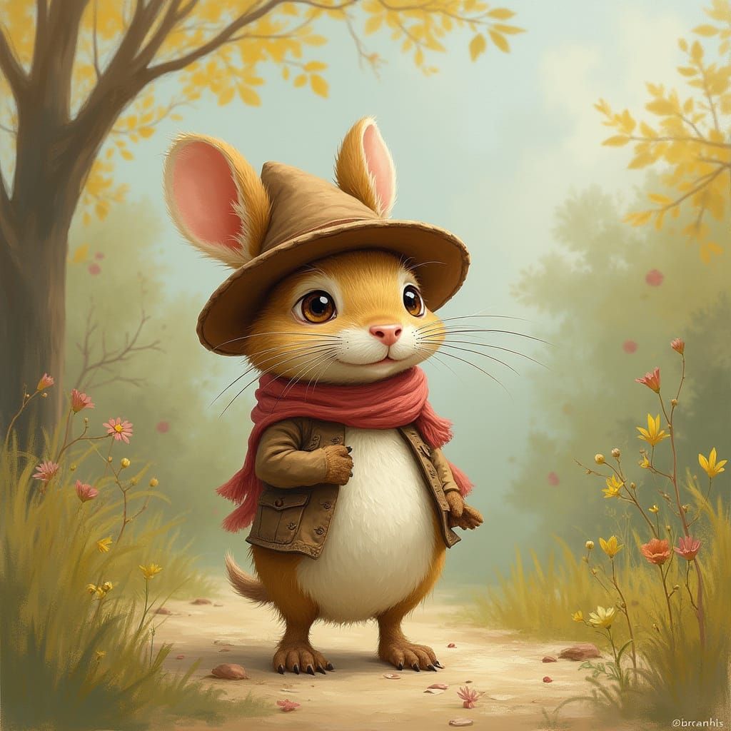 Whimsical Burrowing Detective in Pastel Colors