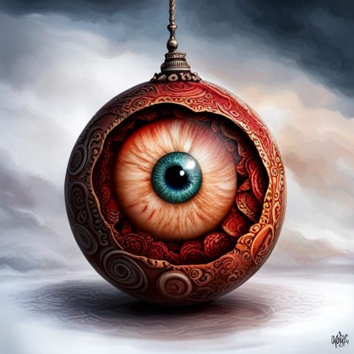 Gothic Horror: Detailed Carved Rotting Eyeball